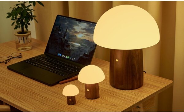 Biała/w ciemnym naturalnym kolorze lampa stołowa LED (wysokość 7 cm) Alice Mushroom – Gingko