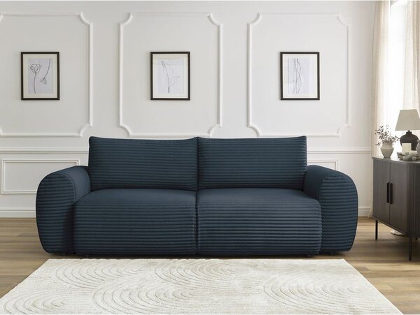 Ciemnoniebieska sztruksowa rozkładana sofa 257 cm Lucien – Bobochic Paris