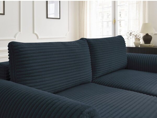 Ciemnoniebieska sztruksowa rozkładana sofa 257 cm Lucien – Bobochic Paris