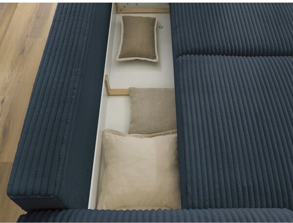Ciemnoniebieska sztruksowa rozkładana sofa 257 cm Lucien – Bobochic Paris