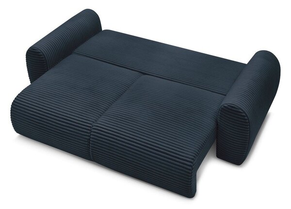 Ciemnoniebieska sztruksowa rozkładana sofa 257 cm Lucien – Bobochic Paris