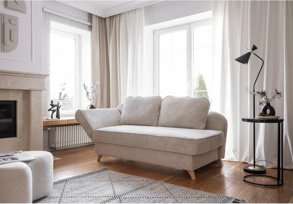 Beżowy sztruksowy szezlong (lewostronny) Chic Charlotte – Miuform