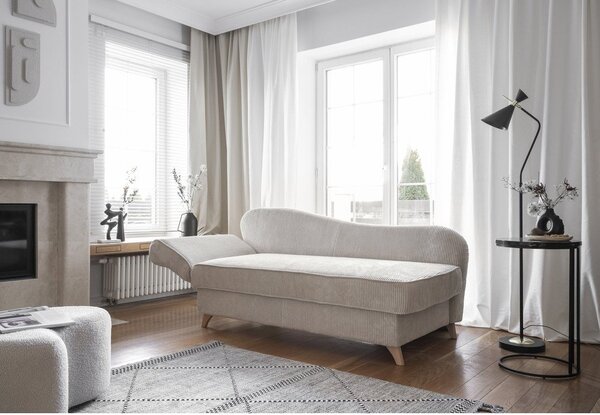 Beżowy sztruksowy szezlong (lewostronny) Chic Charlotte – Miuform
