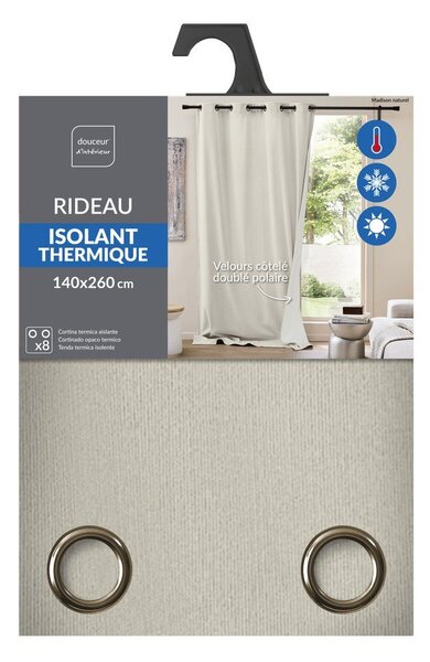 Beżowa zasłona termiczna sztruksowa 140x260 cm Madison – douceur d'intérieur