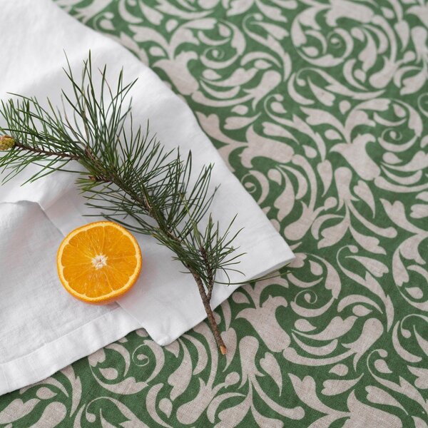 Lniana ścierka 45x65 cm Evergreen Damask – Linen Tales