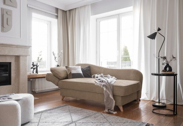 Szarobrązowy sztruksowy szezlong (lewostronny) Chic Charlotte – Miuform