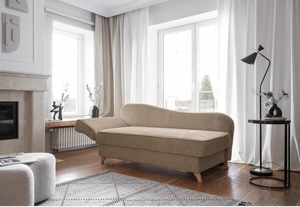 Szarobrązowy sztruksowy szezlong (lewostronny) Chic Charlotte – Miuform