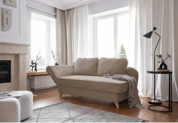 Szarobrązowy sztruksowy szezlong (lewostronny) Chic Charlotte – Miuform