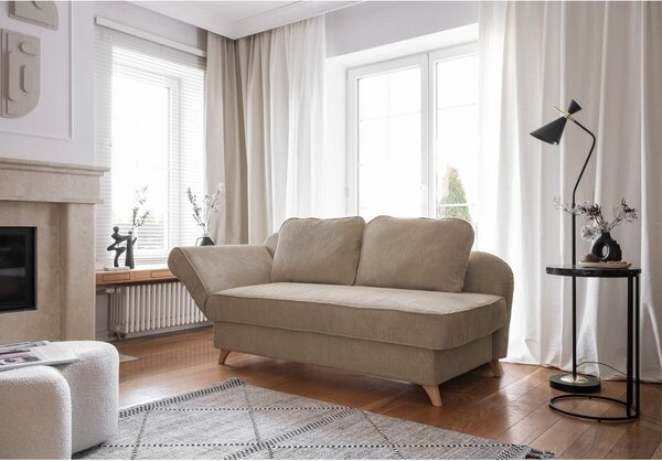 Szarobrązowy sztruksowy szezlong (lewostronny) Chic Charlotte – Miuform