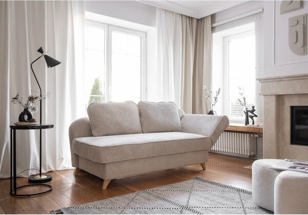 Beżowy sztruksowy szezlong (prawostronny) Chic Charlotte – Miuform