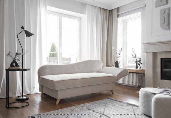 Beżowy sztruksowy szezlong (prawostronny) Chic Charlotte – Miuform