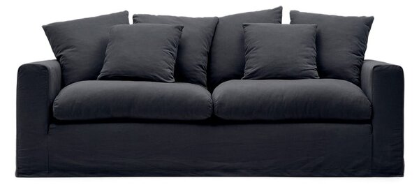 Antracytowa lniana sofa 240 cm Nora – Kave Home