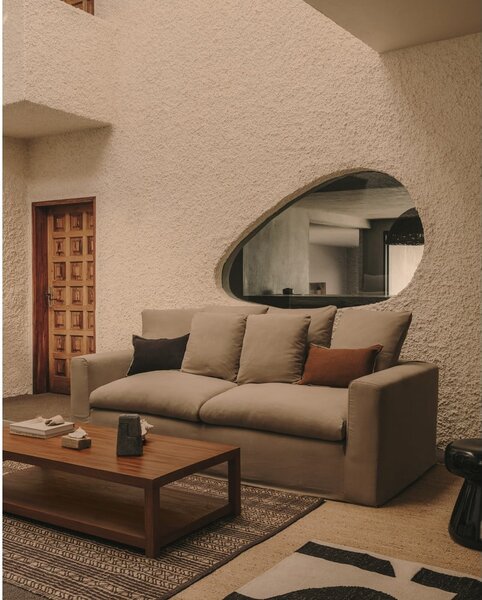Beżowa lniana sofa 240 cm Nora – Kave Home
