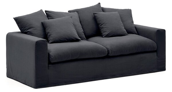 Antracytowa lniana sofa 240 cm Nora – Kave Home