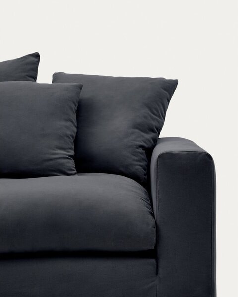 Antracytowa lniana sofa 240 cm Nora – Kave Home