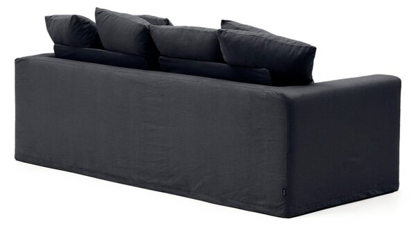 Antracytowa lniana sofa 240 cm Nora – Kave Home