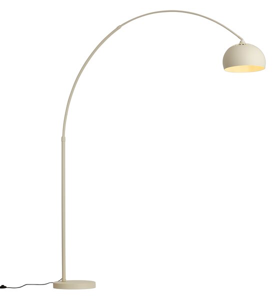 Nowoczesna Lampa Łukowa Beżowa z Marmurową Podstawą - XXL