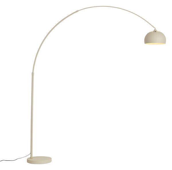 Nowoczesna Lampa Łukowa Beżowa z Marmurową Podstawą - XXL