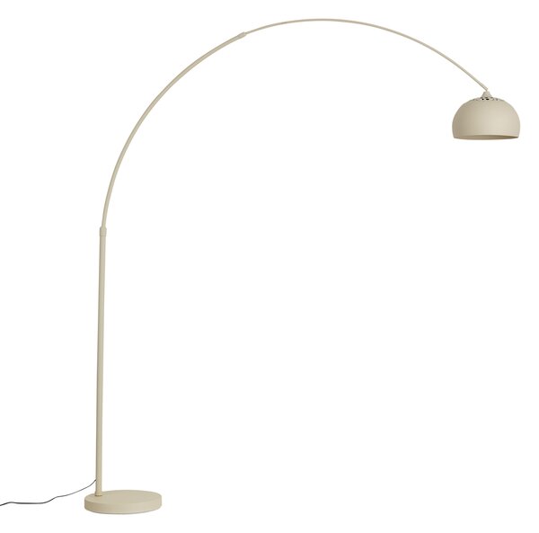 Nowoczesna Lampa Łukowa Beżowa z Marmurową Podstawą - XXL