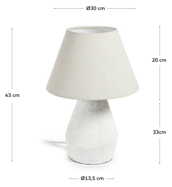 Biała lampa stołowa z tekstylnym kloszem (wys. 43 cm) Noara – Kave Home