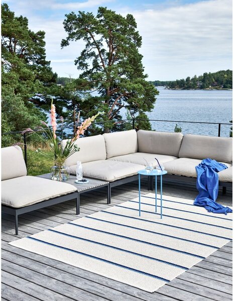 Niebiesko-kremowy chodnik odpowiedni na zewnątrz 70x180 cm Olle Blue Vanilla – Pappelina