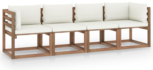 Sofa 4-os. z palet, z poduszkami, impregnowane drewno sosnowe