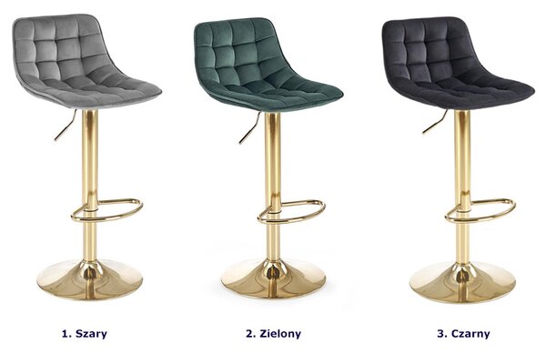 Zielony welurowy pikowany hoker z oparciem glamour H1-P60