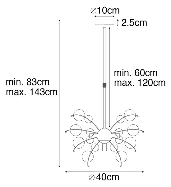 Designerska lampa wisząca czarna z przydymionym szkłem 4-light - Explode Oswietlenie wewnetrzne