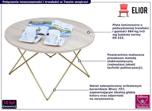 Stolik kawowy glamour dąb sonoma S6-H11