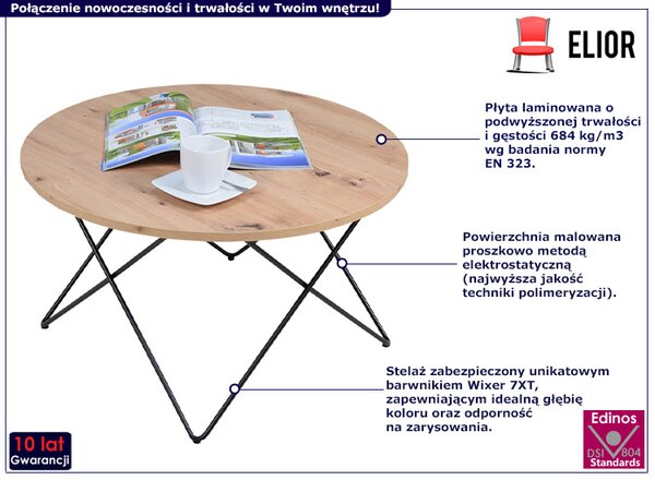 Industrialny stolik kawowy dąb artisan N3-C59