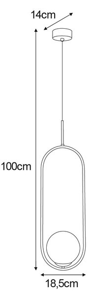 Wisząca lampa elipsa z białym kloszem T5-Z53