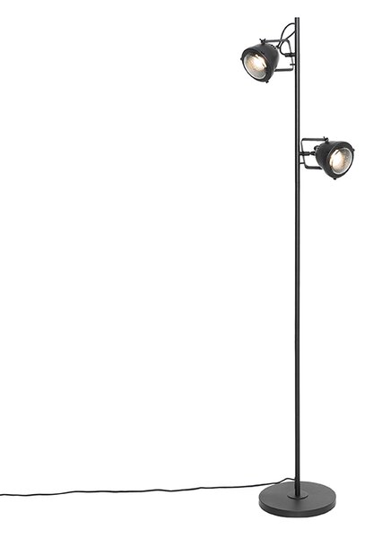 Industrialna lampa podłogowa czarna 2-punktowa - Emado Oswietlenie wewnetrzne