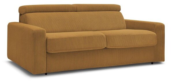Musztardowa sztruksowa rozkładana sofa 195 cm Monaco – Bobochic Paris
