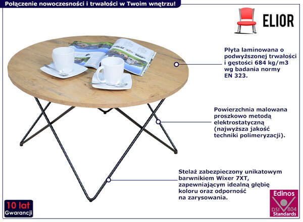 Loftowy stolik kawowy dąb lancelot W3-N94