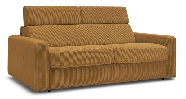 Musztardowa sztruksowa rozkładana sofa 195 cm Monaco – Bobochic Paris