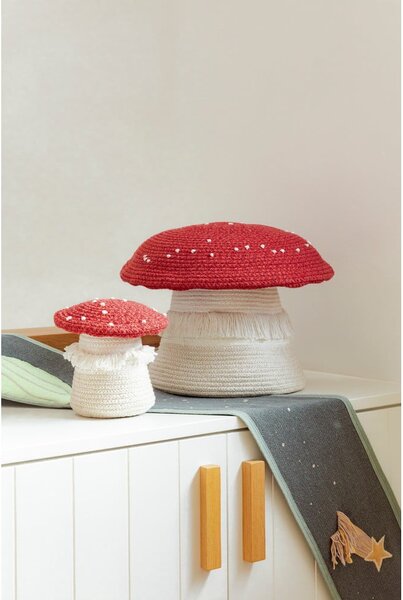 Czerwono-kremowy tekstylny dziecięcy kosz na zabawki ø 38x33 cm Big Mushroom – Lorena Canals