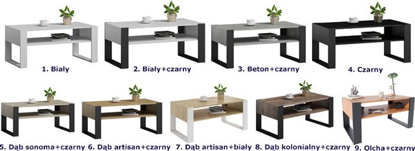 Minimalistyczna ława do salonu Lazira | biało - czarna
