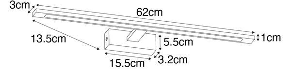 Stalowa lampa ścienna 62 cm z LED IP44 - Jerre