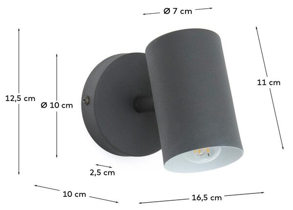 Czarny metalowy kinkiet Manie – Kave Home
