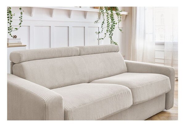 Kremowa sztruksowa rozkładana sofa 195 cm Monaco – Bobochic Paris
