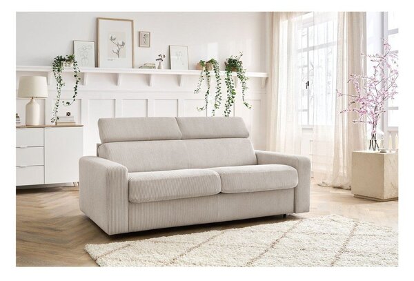 Kremowa sztruksowa rozkładana sofa 195 cm Monaco – Bobochic Paris