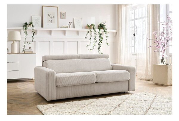 Kremowa sztruksowa rozkładana sofa 195 cm Monaco – Bobochic Paris