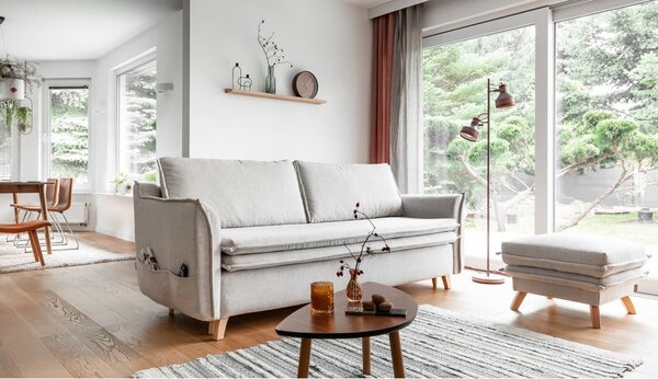 Kremowa rozkładana sofa 225 cm Charming Charlie – Miuform