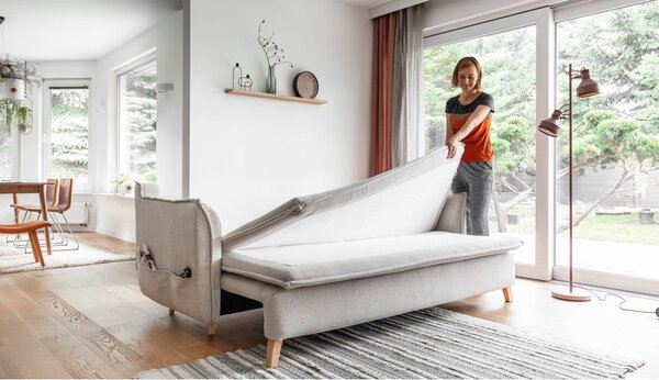 Kremowa rozkładana sofa 225 cm Charming Charlie – Miuform