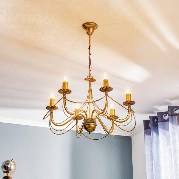 Żyrandol Tori 6 EMIBIG LIGHTING, możliwość ściemniania, mosiężny / złoty, salon / jadalnia, metal, antyczny