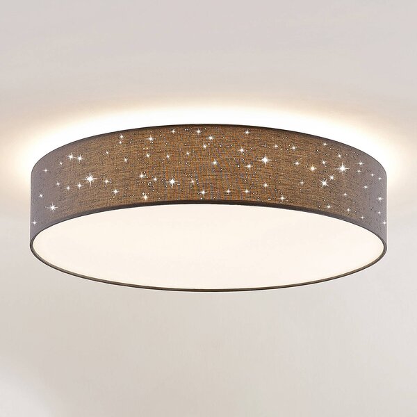 Lindby Lampa sufitowa LED Ellamina, możliwość ściemniania, czarny, salon / jadalnia, tkanina / materiał / jedwab, nowoczesny