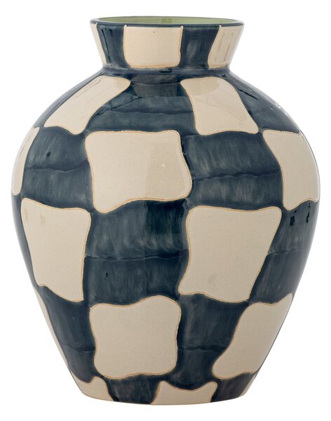 Niebiesko-kremowy szklany ręcznie malowany wazon (wysokość 24 cm) Check – Bloomingville