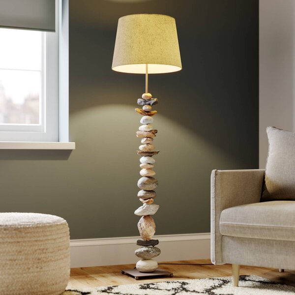 Lampa stojąca Vera ONLI, aluminiowy / szary / cynkowy, salon / jadalnia, tkanina / materiał / jedwab
