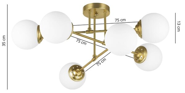 NOWOCZESNA LAMPA SUFITOWA WISZĄCA SZCZOTKOWANE ZŁOTO FINO W6