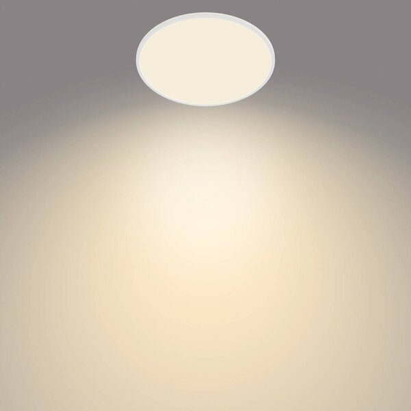 Philips Lampa sufitowa LED Superslim, możliwość ściemniania, biały / opal, biuro, metal